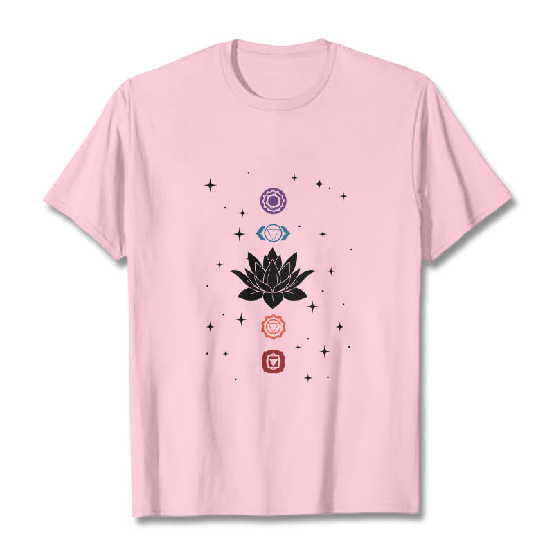 Breathable Cotton Lotus Chakra Graphic Meditation Tee