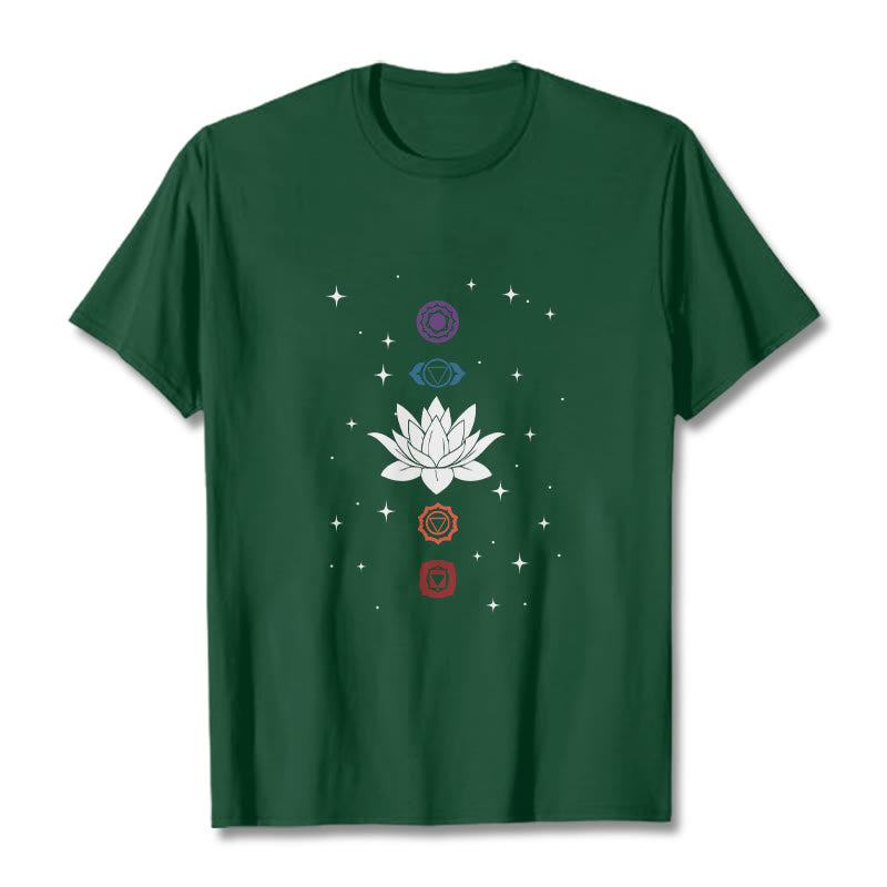 Breathable Cotton Lotus Chakra Graphic Meditation Tee