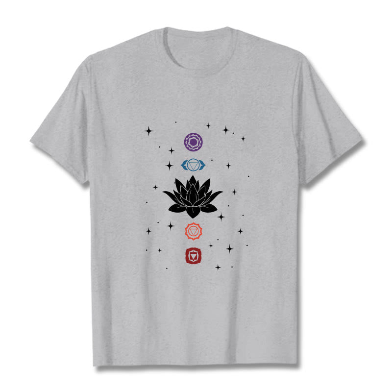 Breathable Cotton Lotus Chakra Graphic Meditation Tee