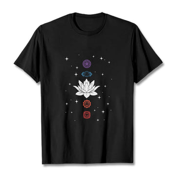 Breathable Cotton Lotus Chakra Graphic Meditation Tee