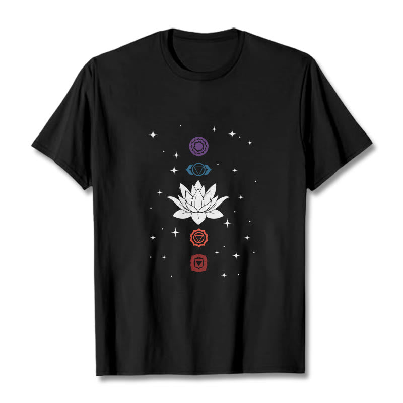 Breathable Cotton Lotus Chakra Graphic Meditation Tee