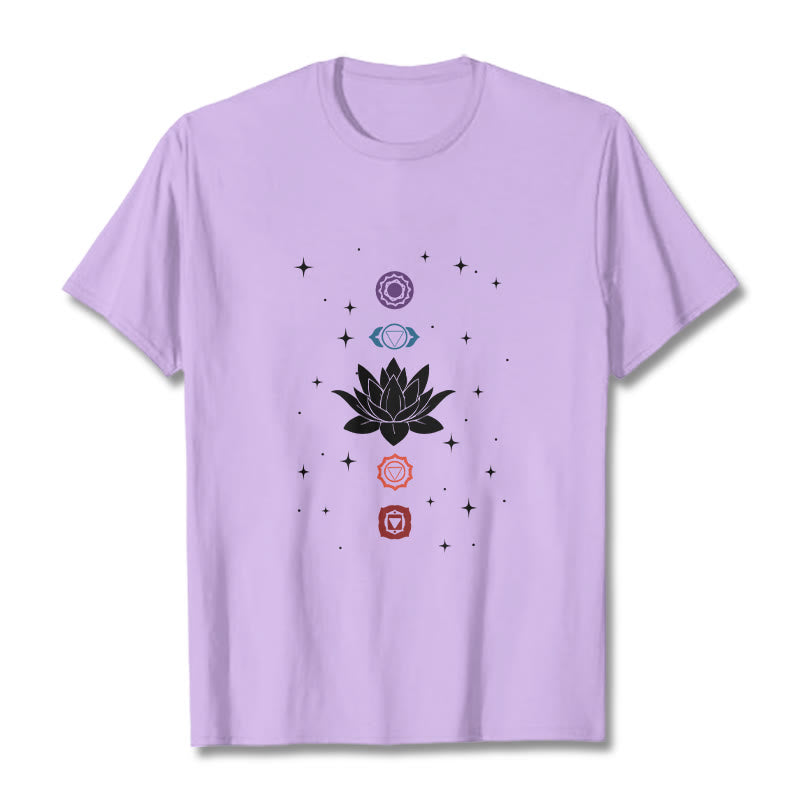 Breathable Cotton Lotus Chakra Graphic Meditation Tee