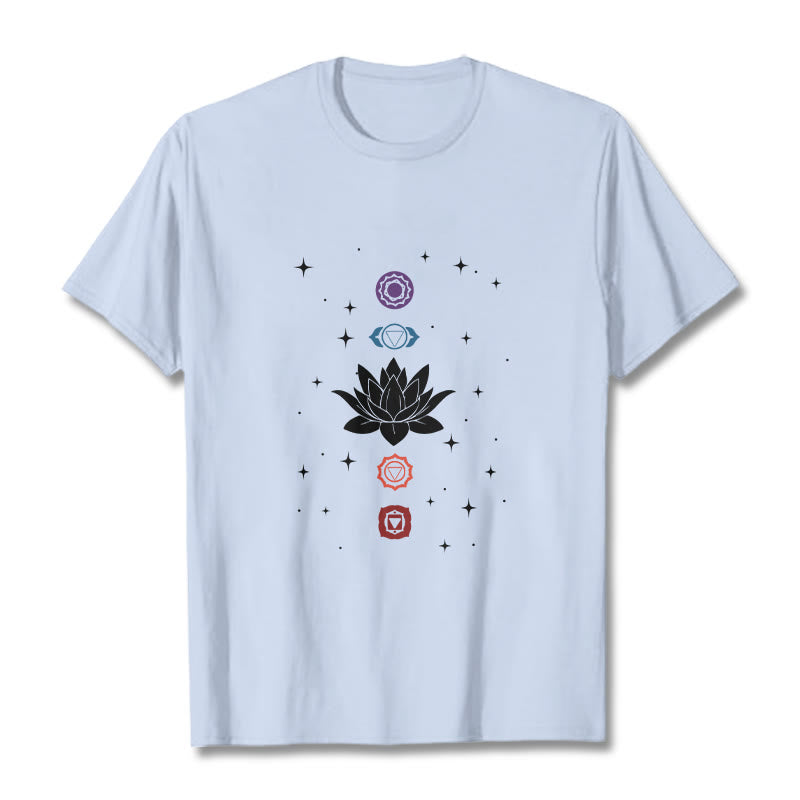 Breathable Cotton Lotus Chakra Graphic Meditation Tee