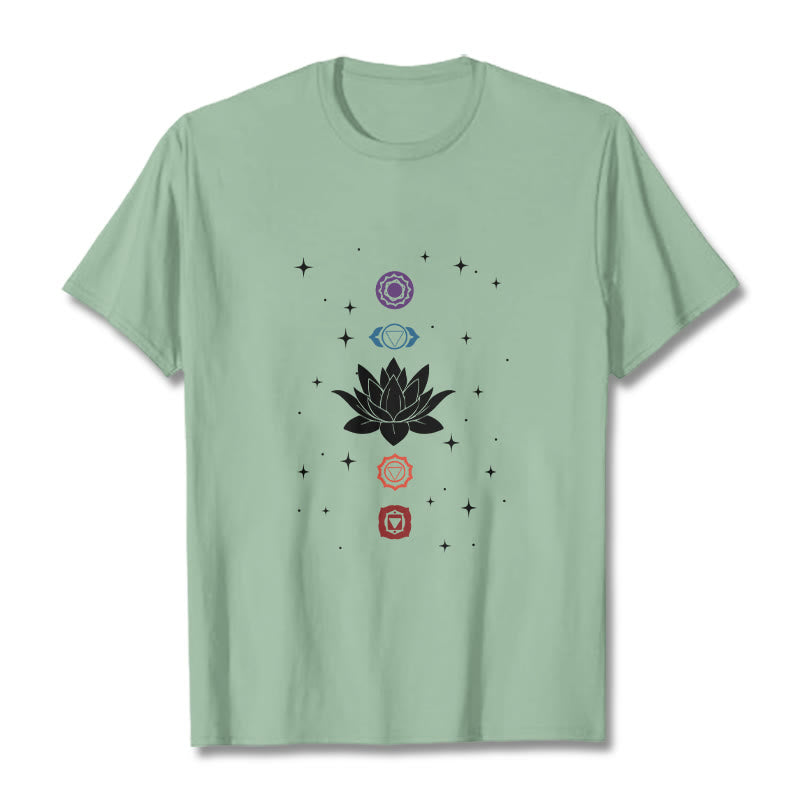 Breathable Cotton Lotus Chakra Graphic Meditation Tee