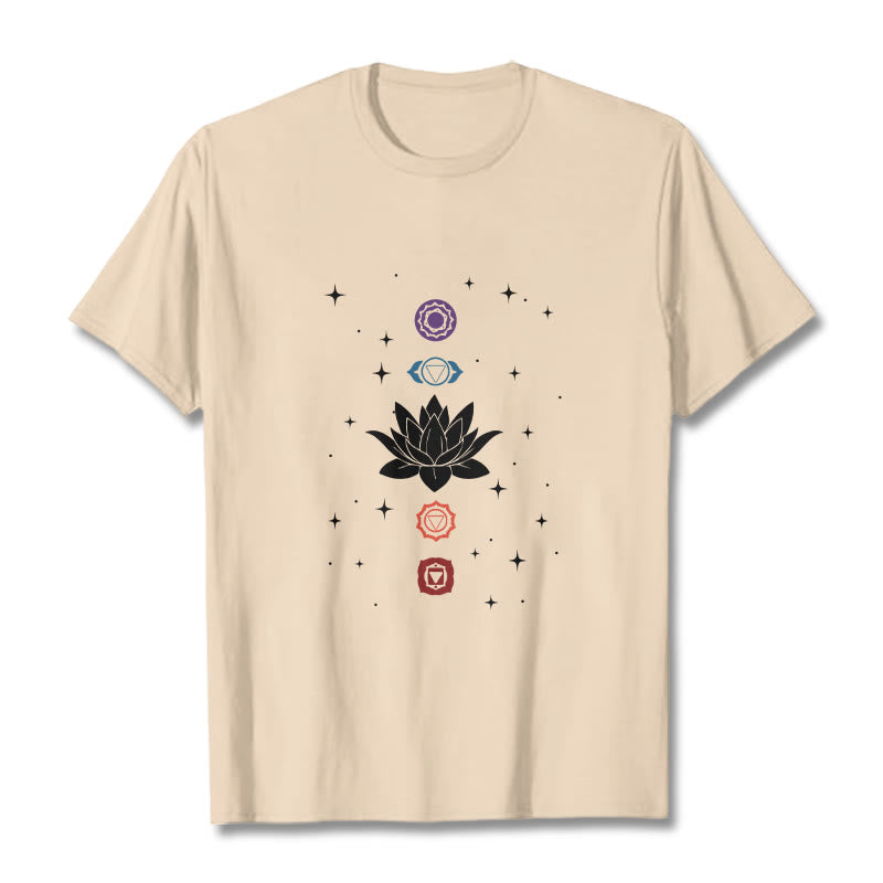 Breathable Cotton Lotus Chakra Graphic Meditation Tee