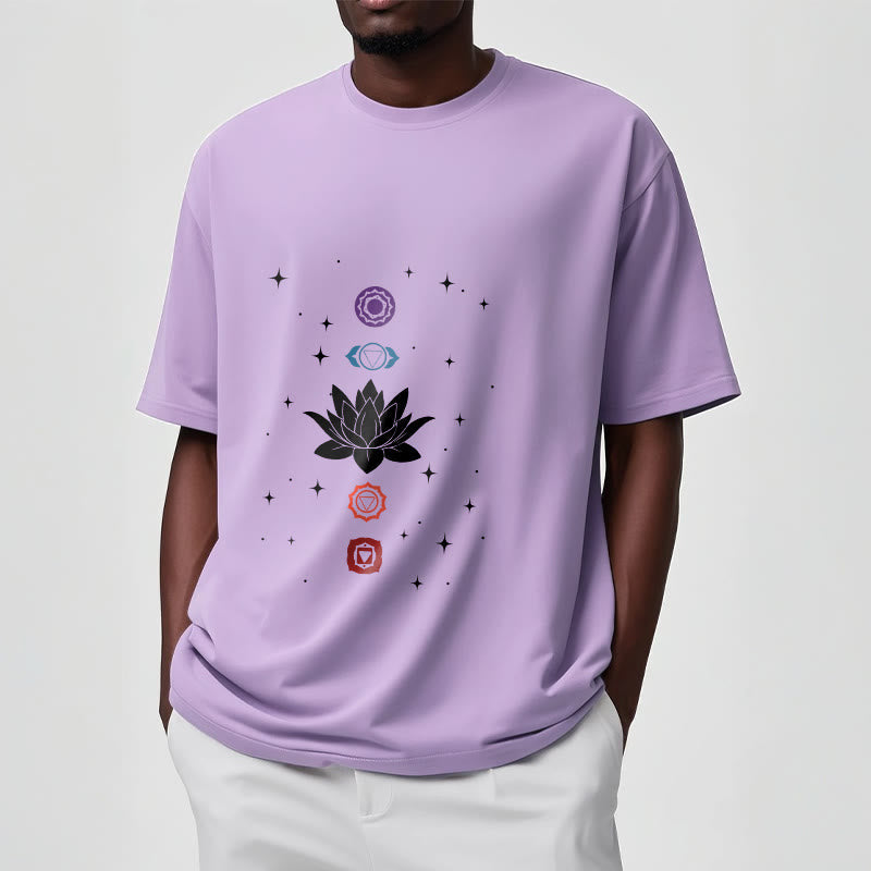 Breathable Cotton Lotus Chakra Graphic Meditation Tee