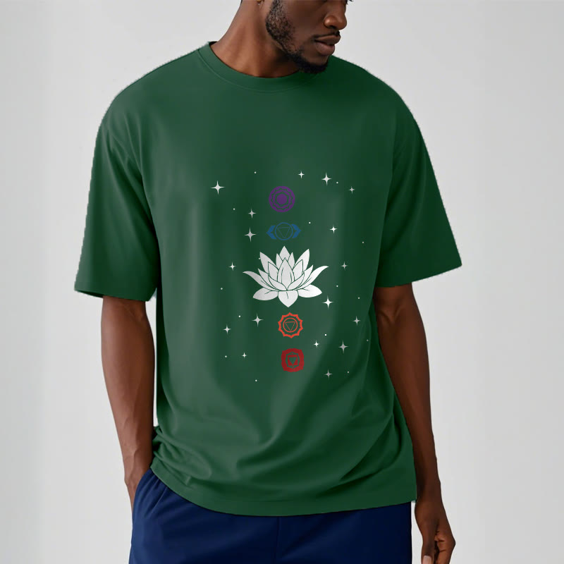 Breathable Cotton Lotus Chakra Graphic Meditation Tee