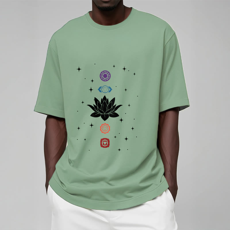 Breathable Cotton Lotus Chakra Graphic Meditation Tee