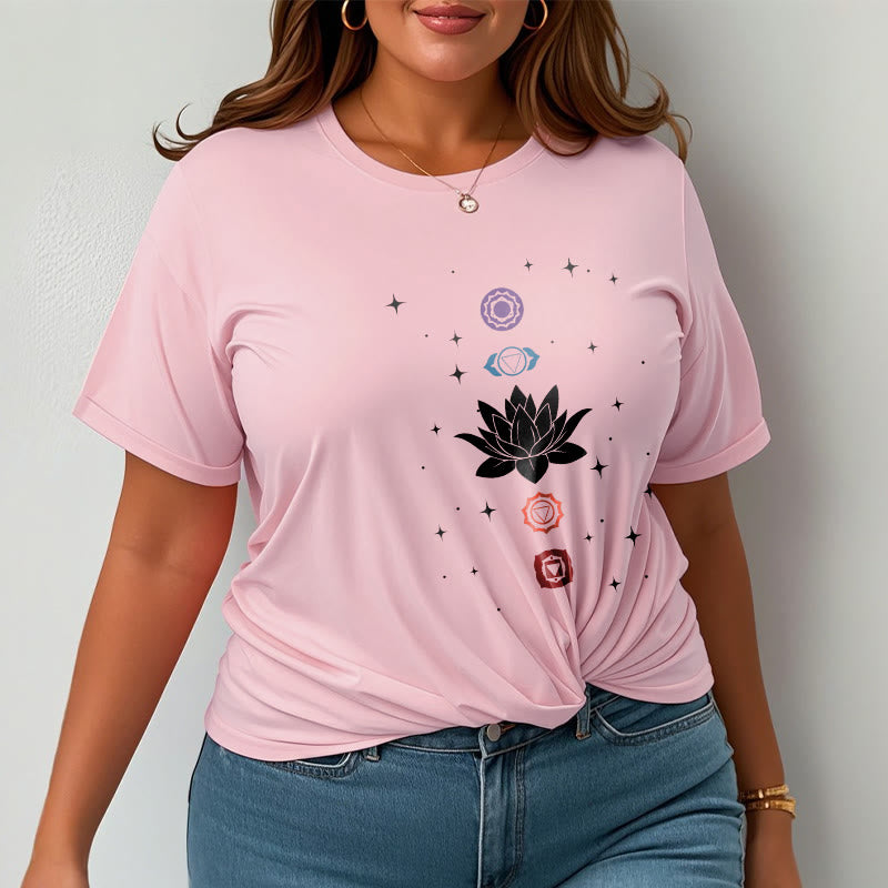 Breathable Cotton Lotus Chakra Graphic Meditation Tee
