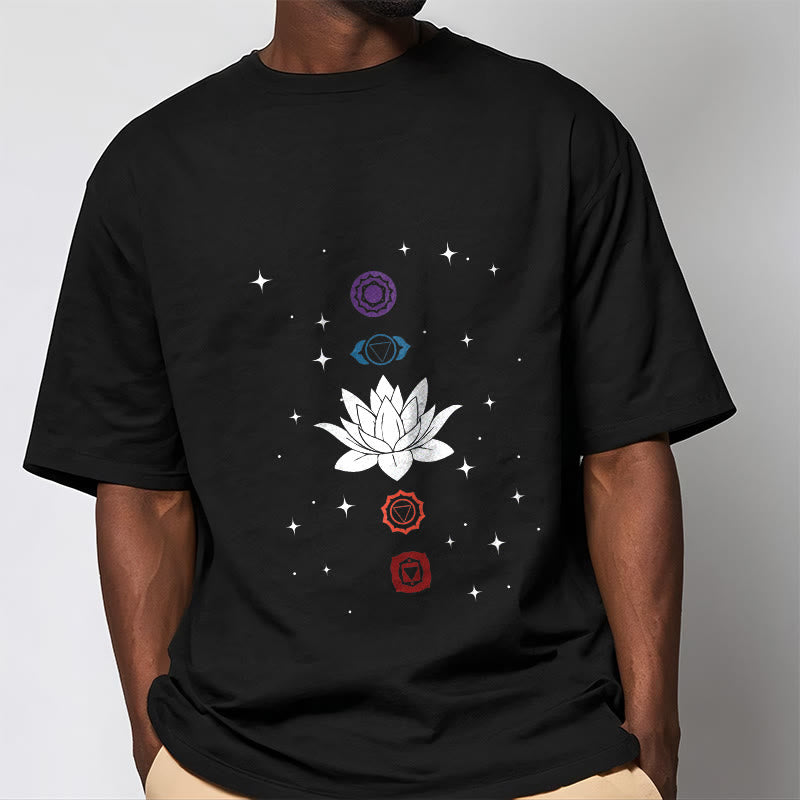 Breathable Cotton Lotus Chakra Graphic Meditation Tee