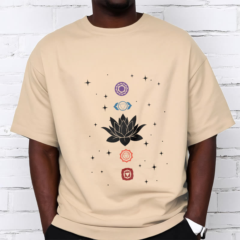 Breathable Cotton Lotus Chakra Graphic Meditation Tee