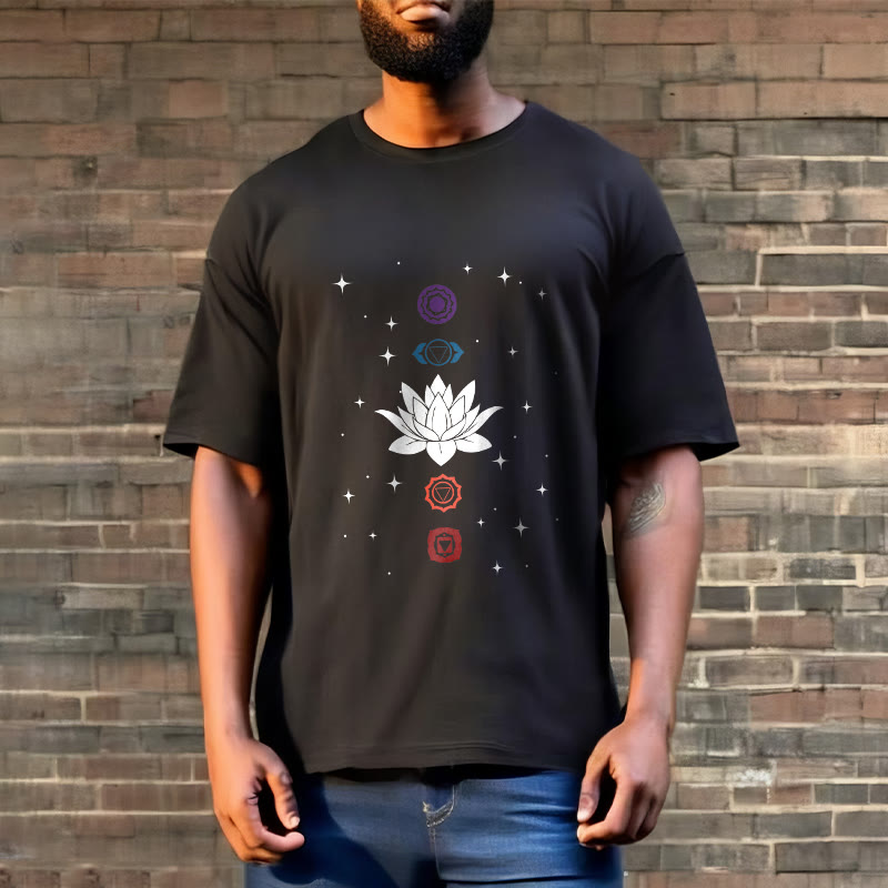 Breathable Cotton Lotus Chakra Graphic Meditation Tee
