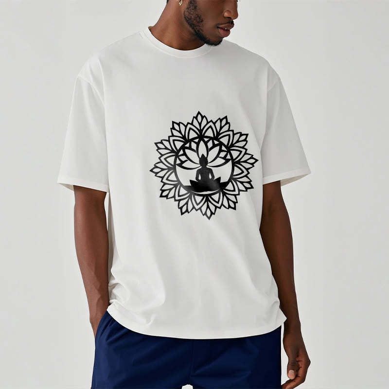 Cotton Mandala Graphic Meditation Crew Neck T-Shirt