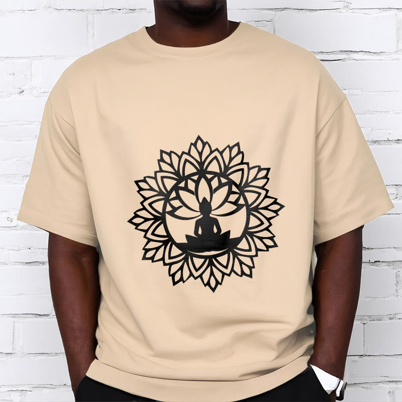 Cotton Mandala Graphic Meditation Crew Neck T-Shirt