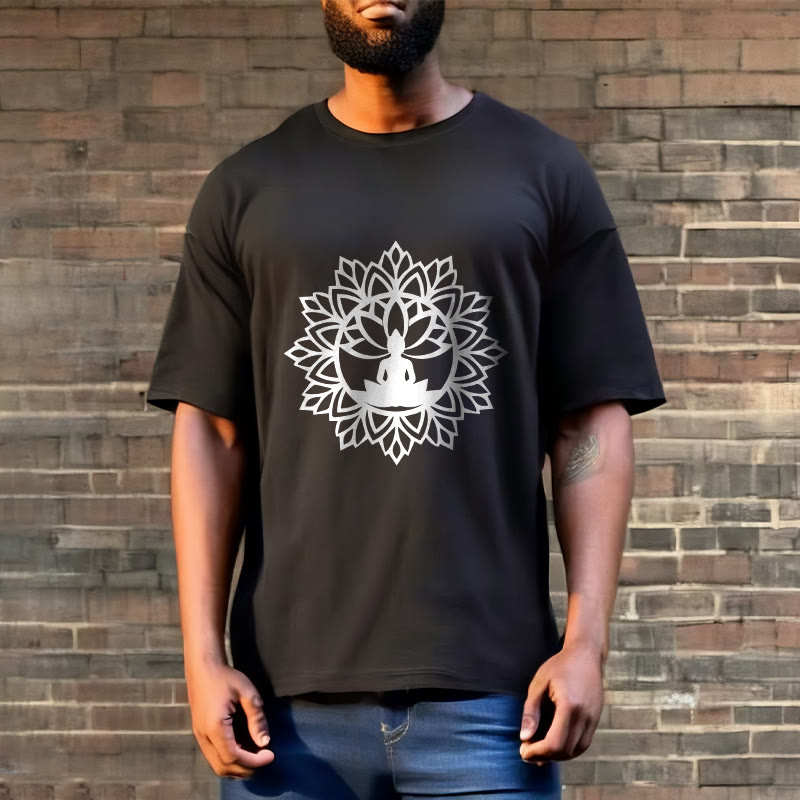 Cotton Mandala Graphic Meditation Crew Neck T-Shirt