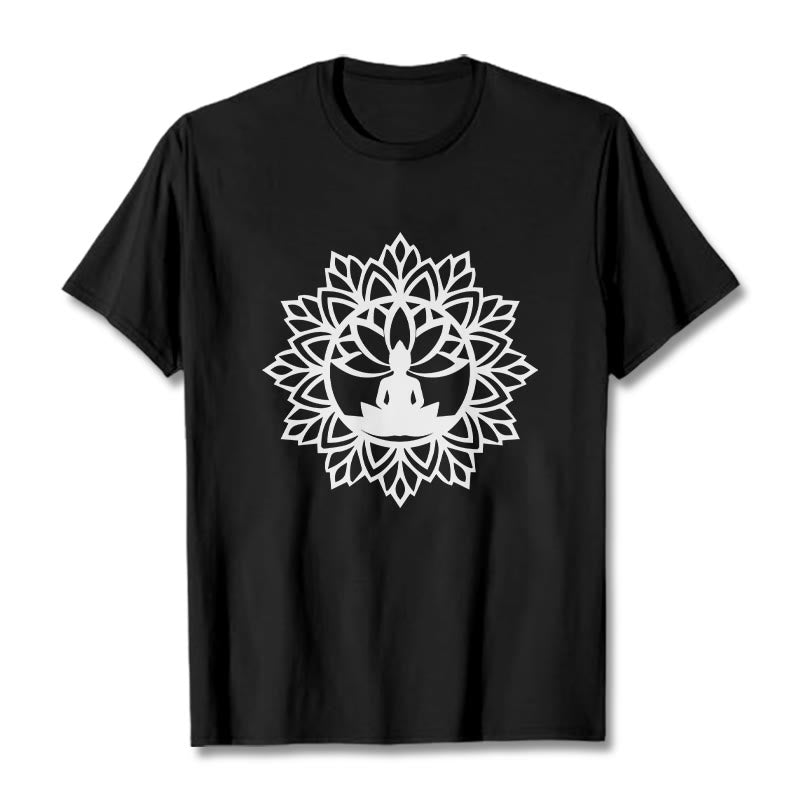 Cotton Mandala Graphic Meditation Crew Neck T-Shirt