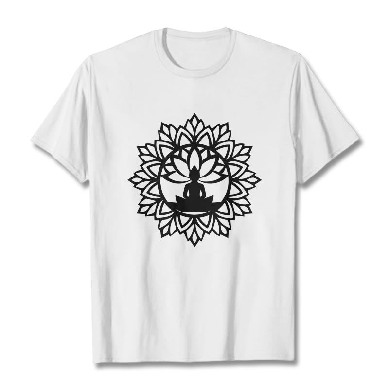 Cotton Mandala Graphic Meditation Crew Neck T-Shirt