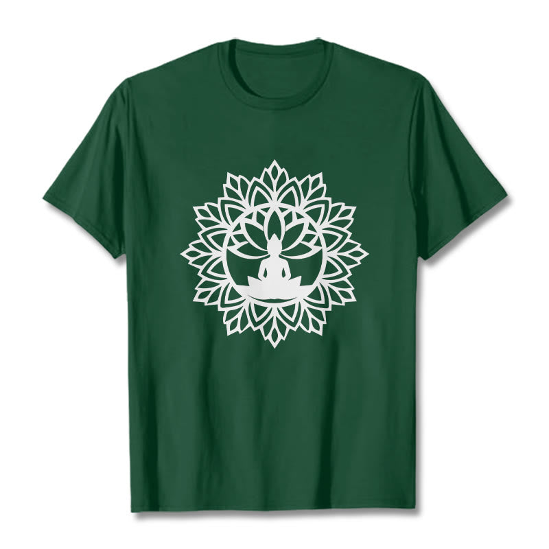 Cotton Mandala Graphic Meditation Crew Neck T-Shirt