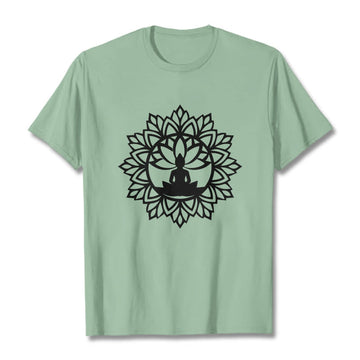 Cotton Mandala Graphic Meditation Crew Neck T-Shirt