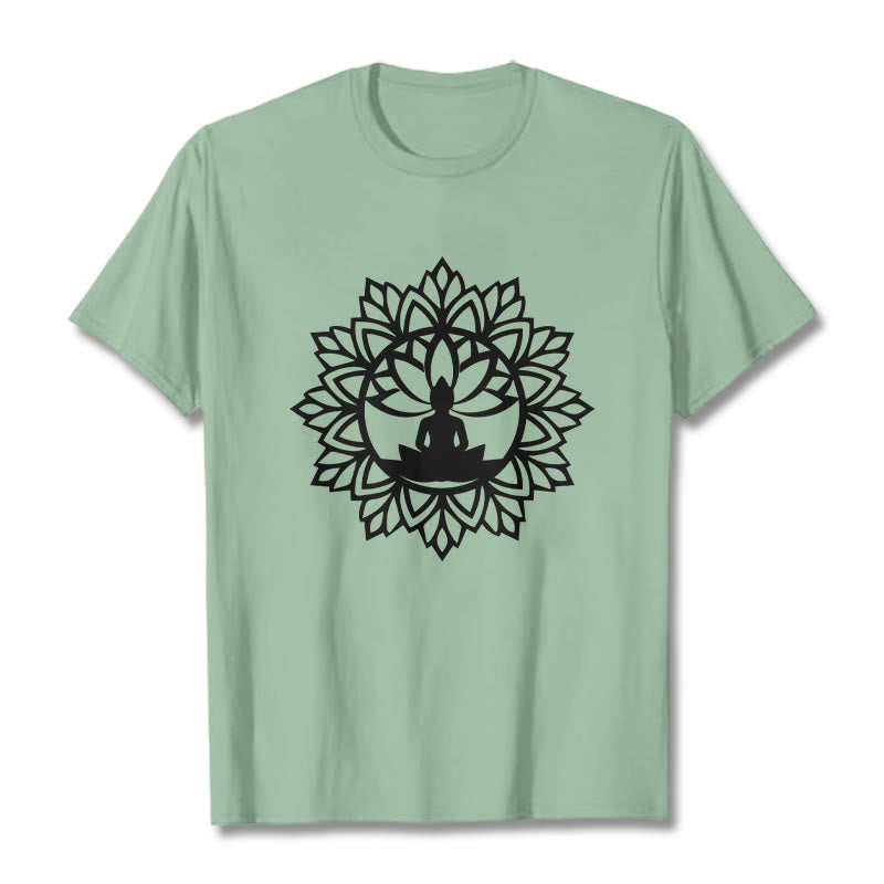 Cotton Mandala Graphic Meditation Crew Neck T-Shirt