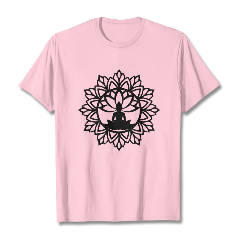 Cotton Mandala Graphic Meditation Crew Neck T-Shirt