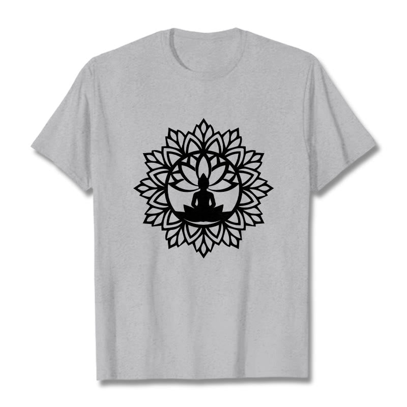 Cotton Mandala Graphic Meditation Crew Neck T-Shirt