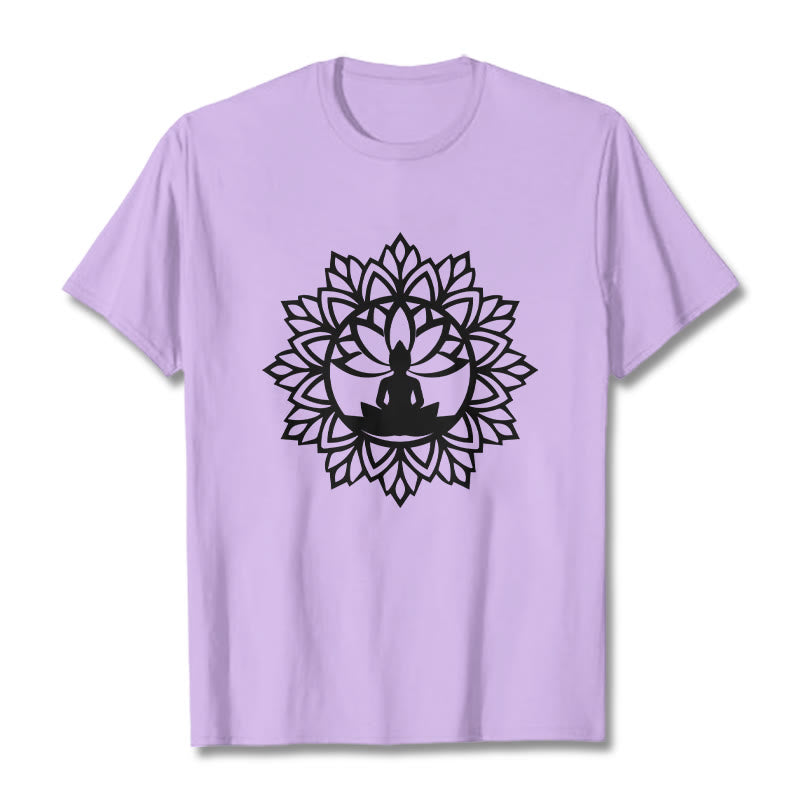 Cotton Mandala Graphic Meditation Crew Neck T-Shirt