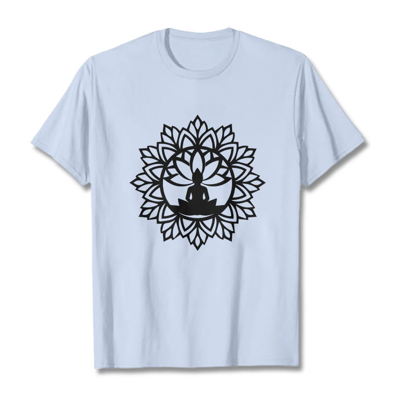 Cotton Mandala Graphic Meditation Crew Neck T-Shirt