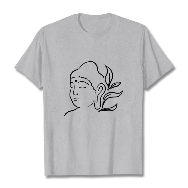 Breathable Cotton Buddha Graphic Mindful Meditation Crewneck Tee