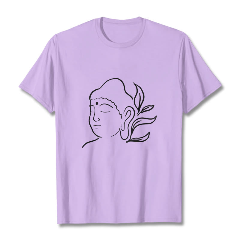 Breathable Cotton Buddha Graphic Mindful Meditation Crewneck Tee