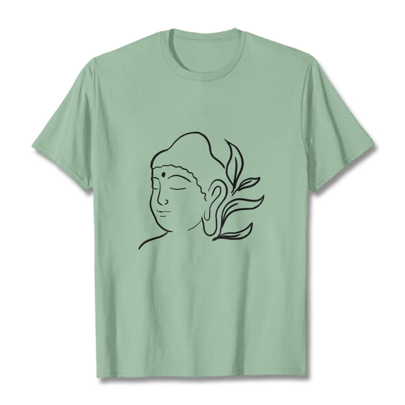 Breathable Cotton Buddha Graphic Mindful Meditation Crewneck Tee