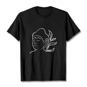 Breathable Cotton Buddha Graphic Mindful Meditation Crewneck Tee