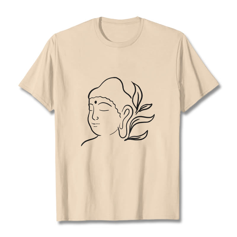 Breathable Cotton Buddha Graphic Mindful Meditation Crewneck Tee