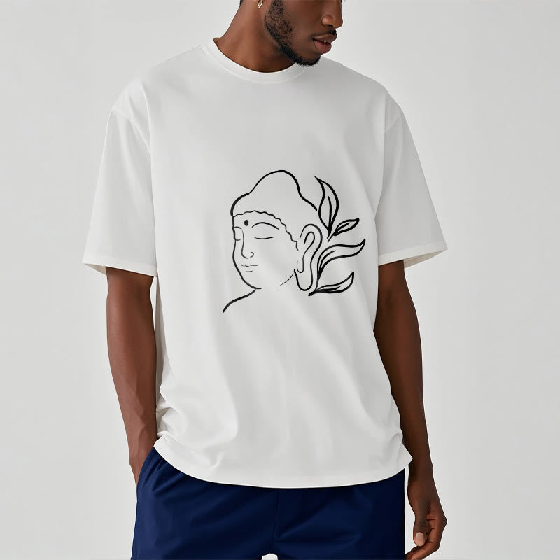 Breathable Cotton Buddha Graphic Mindful Meditation Crewneck Tee