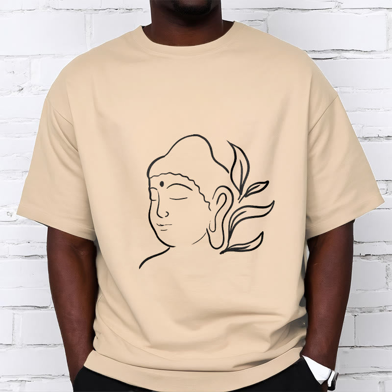 Breathable Cotton Buddha Graphic Mindful Meditation Crewneck Tee