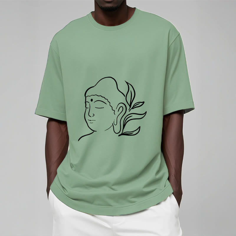 Breathable Cotton Buddha Graphic Mindful Meditation Crewneck Tee