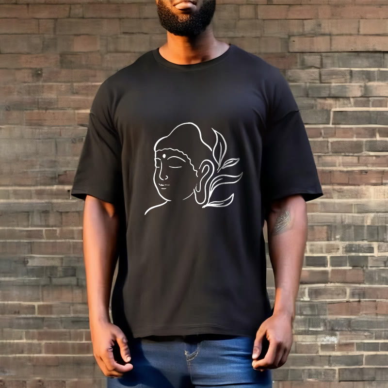 Breathable Cotton Buddha Graphic Mindful Meditation Crewneck Tee