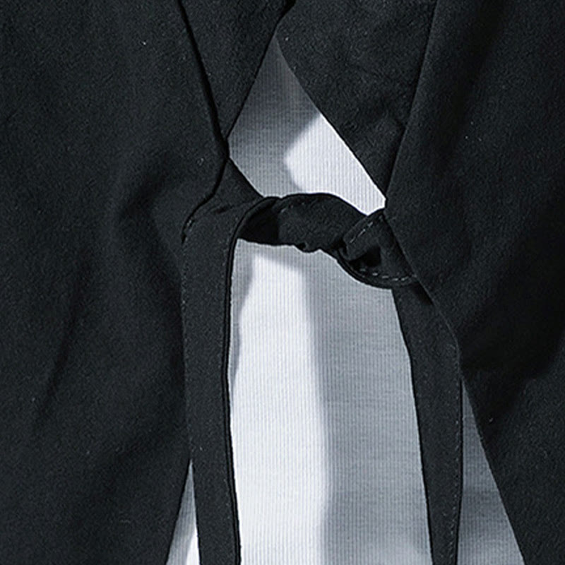 Tang Suit Open Front Jacket Cotton Linen Men's Three Quarter Sleeve Kimono