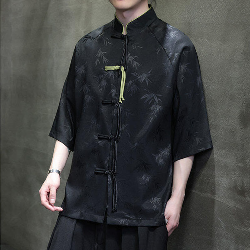 Lightweight Cotton Blend Three-Quarter Sleeve Tang Meditation Shirt