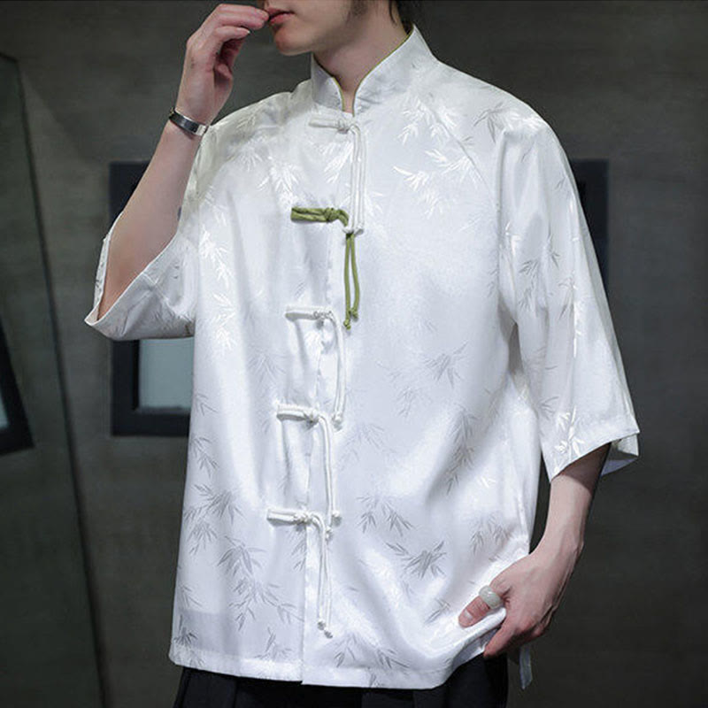 Lightweight Cotton Blend Three-Quarter Sleeve Tang Meditation Shirt