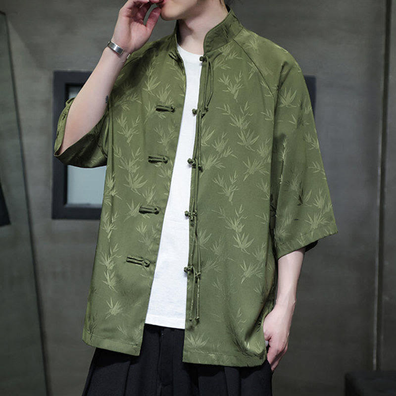 Lightweight Cotton Blend Three-Quarter Sleeve Tang Meditation Shirt