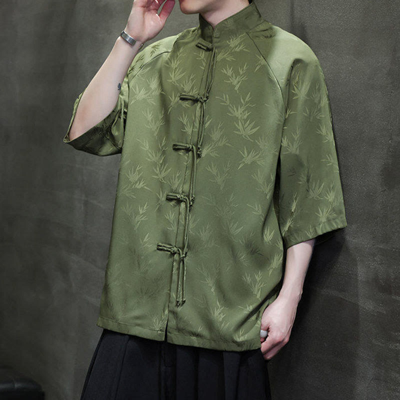 Lightweight Cotton Blend Three-Quarter Sleeve Tang Meditation Shirt