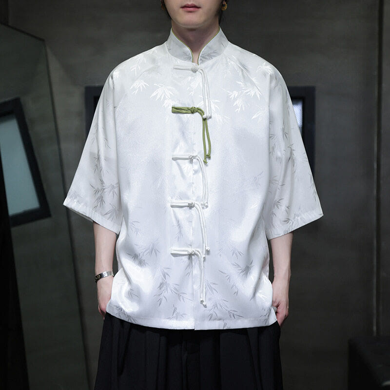Lightweight Cotton Blend Three-Quarter Sleeve Tang Meditation Shirt