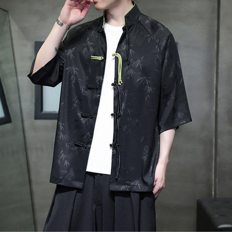 Lightweight Cotton Blend Three-Quarter Sleeve Tang Meditation Shirt