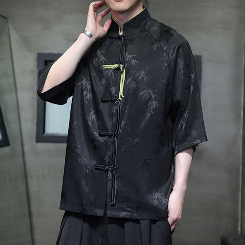 Lightweight Cotton Blend Three-Quarter Sleeve Tang Meditation Shirt