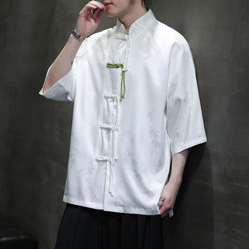 Lightweight Cotton Blend Three-Quarter Sleeve Tang Meditation Shirt