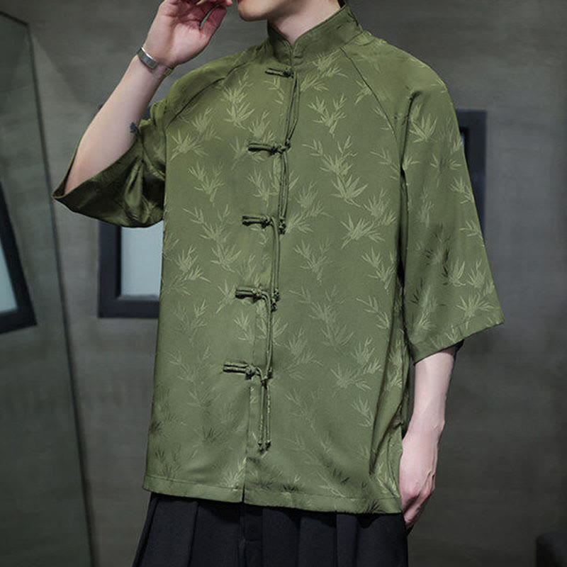 Lightweight Cotton Blend Three-Quarter Sleeve Tang Meditation Shirt