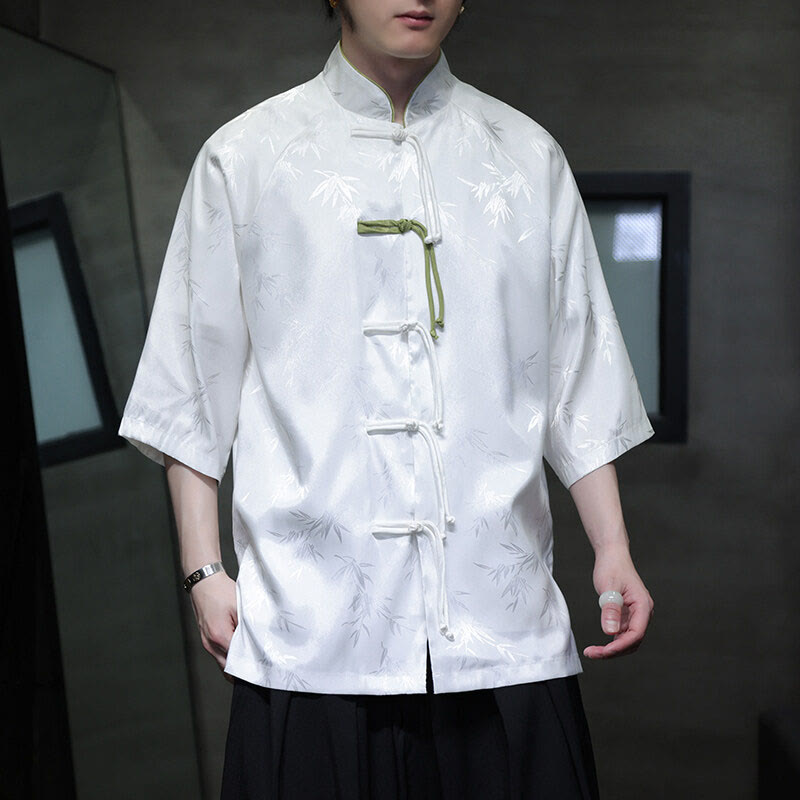 Lightweight Cotton Blend Three-Quarter Sleeve Tang Meditation Shirt