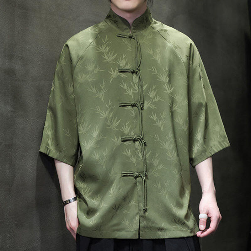 Lightweight Cotton Blend Three-Quarter Sleeve Tang Meditation Shirt