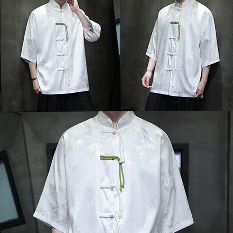 Lightweight Cotton Blend Three-Quarter Sleeve Tang Meditation Shirt